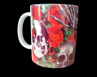 Skull and Red rose mug