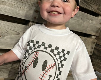 Checkered Baseball Tee | Infant toddler youth | baseball softball tee