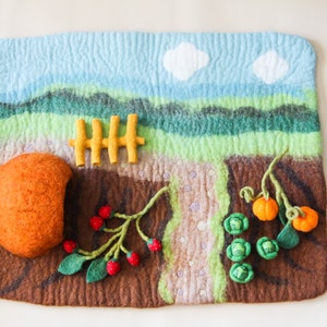 Felt Rustic Farm Play Mat Playscape | Pretend Play, Needle Felt Handmade Toy, Waldorf Farm Play Set, Educational Play Toys, Montessori Toy