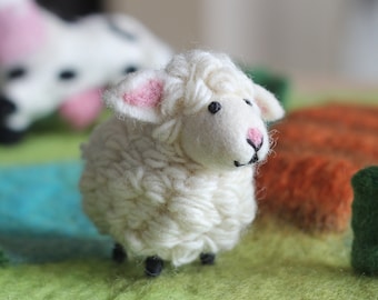 Felt Sheep | Farm Animal, Felted Animal, Wool Lamb, Waldorf Toys, Learning Through Play, Educational Toy, Baby Farm Animal, Animal Puppet