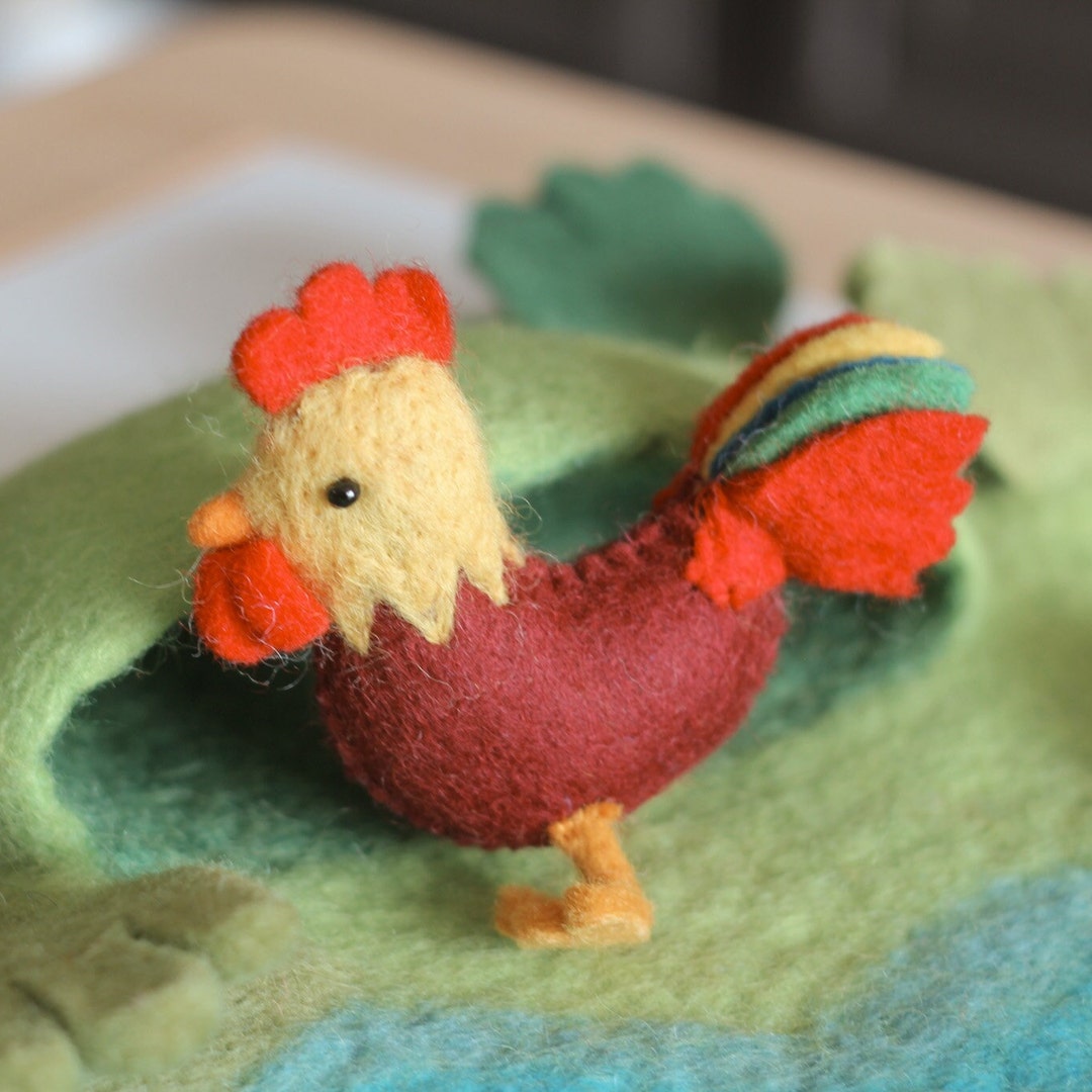 Felt Rooster Farm Animal, Felt Animal, Waldorf Toys, Felt Chicken