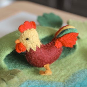 Felt Rooster | Farm Animal, Felt Animal, Waldorf Toys, Felt Chicken, Educational Toy, Animal Puppet, Biodegradable, Fair Trade Made in Nepal