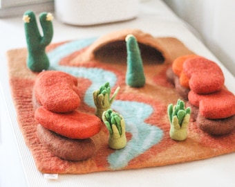 Grand Canyon Play Mat Set| Felt Mat, Play Mat, Felt Toy, Educational Toy, Woodland Theme, Wildlife, US National Park, Montessori Toy