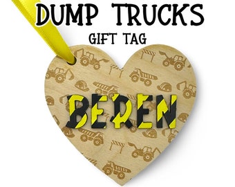 Dump Trucks Excavator Valentine&#39;s Day Gift Tag - Customizable