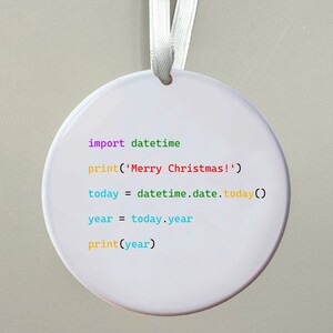 Customizable Ceramic Python Code Christmas Ornament - Etsy