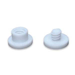 May include: Two white plastic screw-in fasteners with a flat base and a threaded top.
