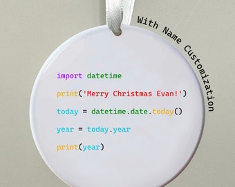 Ornamento natalizio in ceramica personalizzabile con codice Python