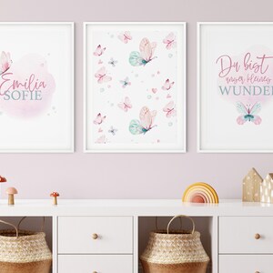Geburtsposter Schmetterling personalisiert Namensposter Geburtsanzeige Geburtsdaten Posterset A3 A4 Kunstdruck Kinderzimmer Babyzimmer