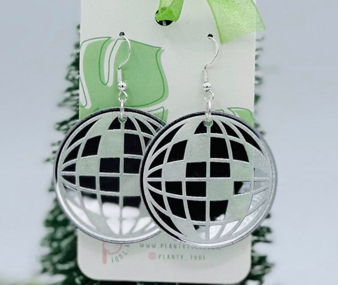 Disco Ball Earring Dangles Disco Ball Mirror Earrings Fun Etsy