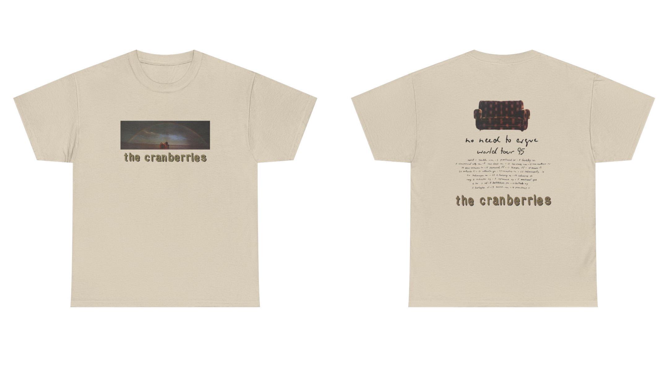 The Cranberries World Album No Need To Argue 1995 Tour Unisex Tee, Alternative Rock T-shirt, Heavy Cotton Shirt, Classic Fit,
