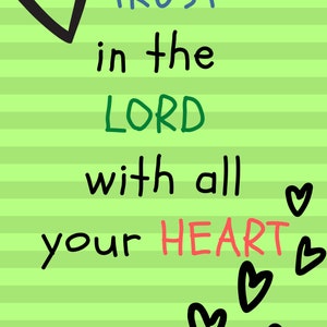 Kids Bible Verse, Wall Art, Scripture Posters, Church, Sunday School Decor, Christian Education, printable, Homeschool, Preschool