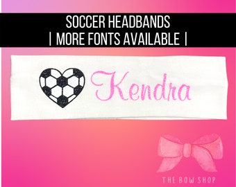 Custom Soccer Headband, Personalized Soccer Headband, Soccer Heart Headband
