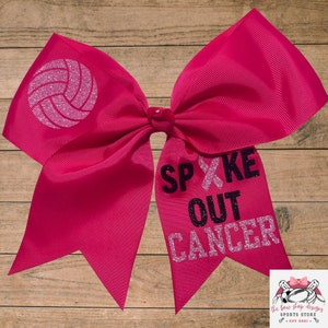 Spike Out Cancer | Custom Volleyball Breast Cancer Awareness Cheer Bow | BCA Volleyball