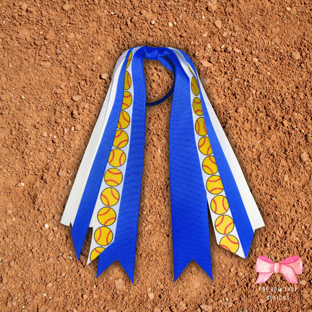 Custom Glitter Softball Hair Tie Streamer Personalized Etsy