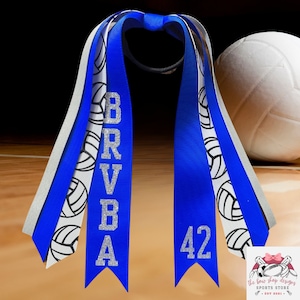 Custom Volleyball Hair Tie Streamer | Personalized Volleyball Ribbons | Spirit Ribbons | Sports Ribbon