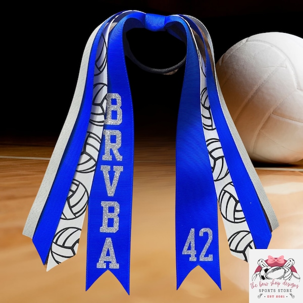 Custom Volleyball Hair Tie Streamer | Personalized Volleyball Ribbons | Spirit Ribbons | Sports Ribbon