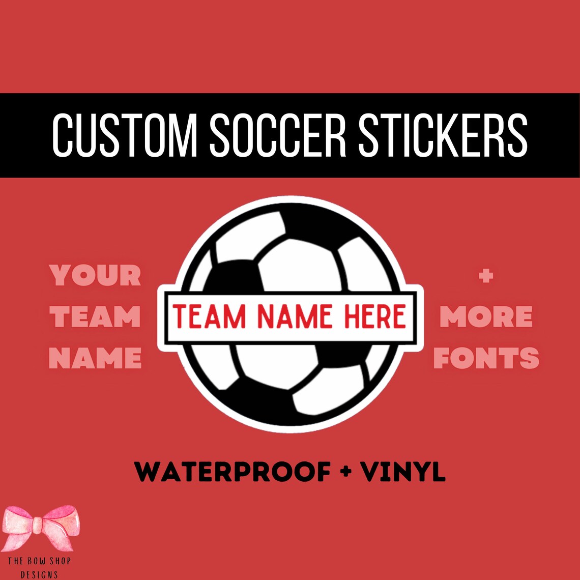 Custom Soccer Stickers Vinyl Car Decal Soccer Water Bottle Etsy