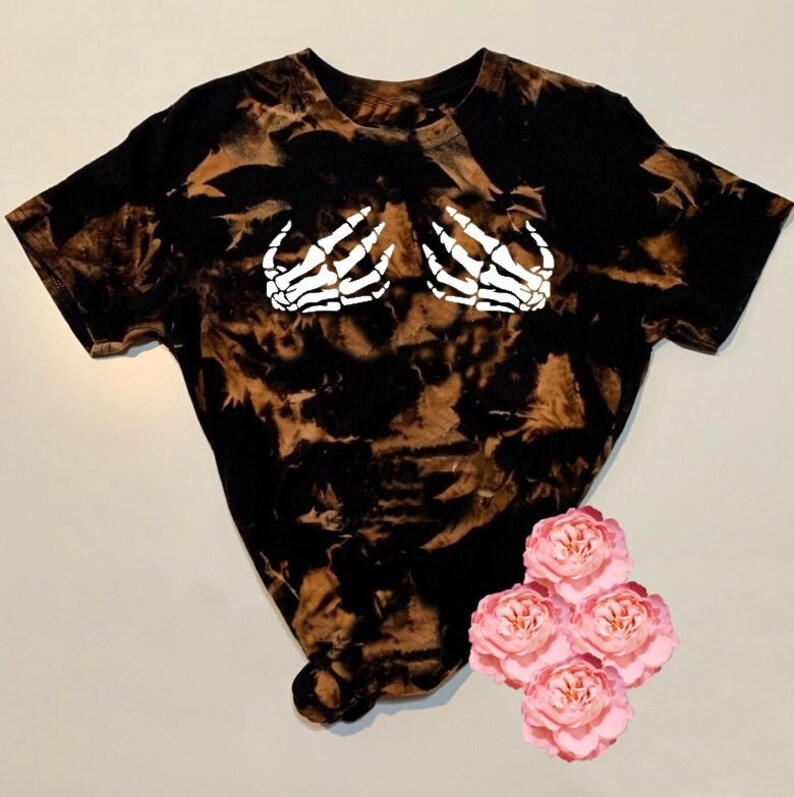 Tie Dye Bleach Skeleton Hands Tshirts Oversized Shirts Etsy