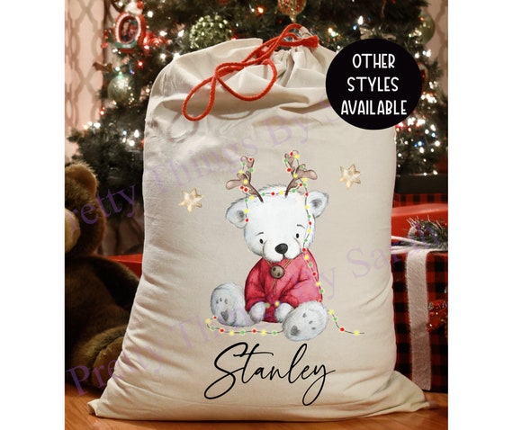 Personalised Christmas Sack, Baby Christmas Sack, Christmas Eve Box, Kids Christmas Sack, 1st Christmas Bear Gifts, Personalised Bags