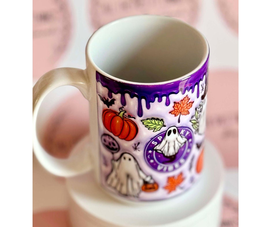Purple Halloween Mug with handle, Spooky Vibes Mug, Autumn Mug, Pumpkin Spice Latte Mug, PSL, Halloween Coffee, alk things nice
