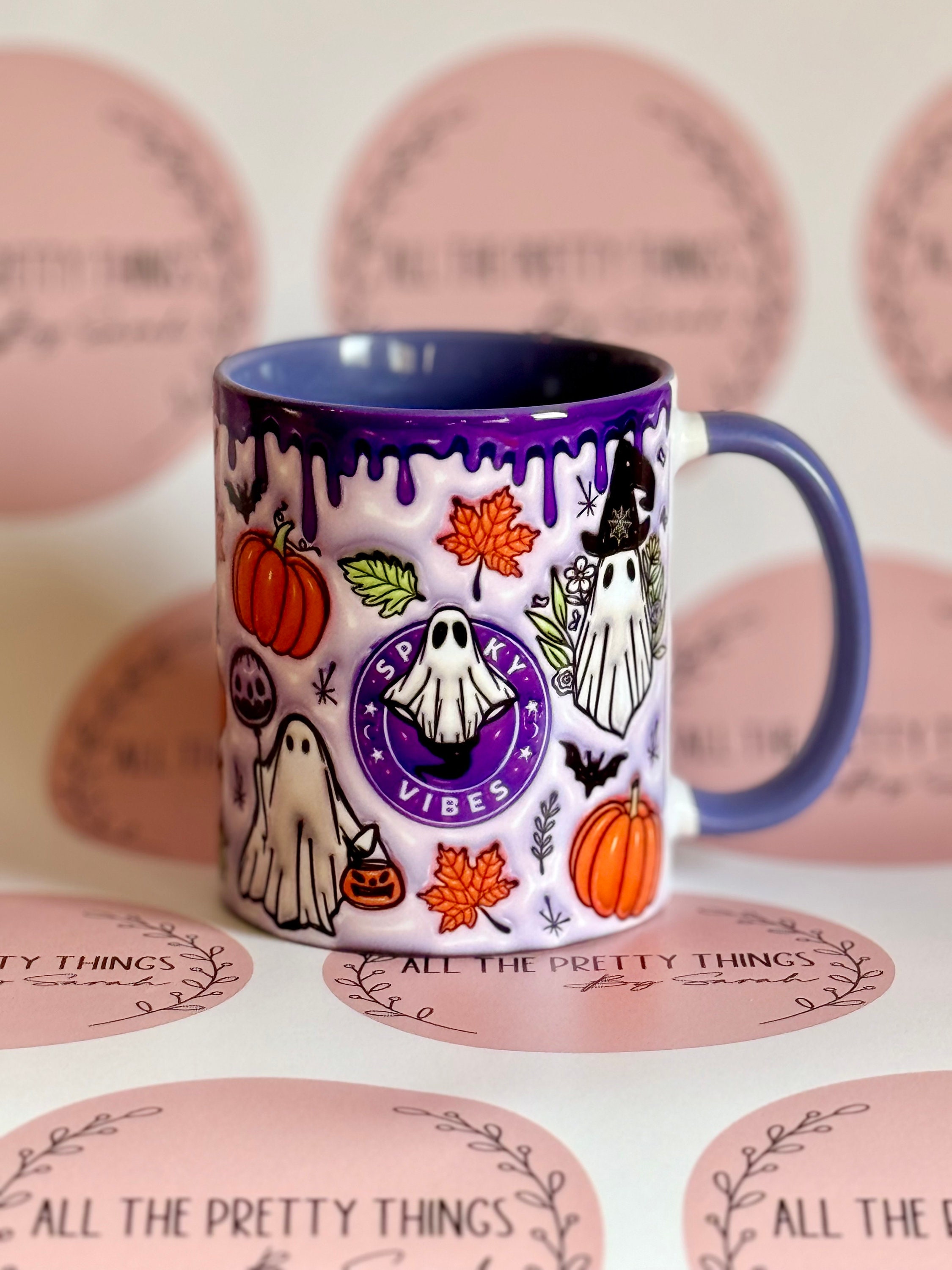 Purple Halloween Mug with handle, Spooky Vibes Mug, Autumn Mug, Pumpkin Spice Latte Mug, PSL, Halloween Coffee, alk things nice