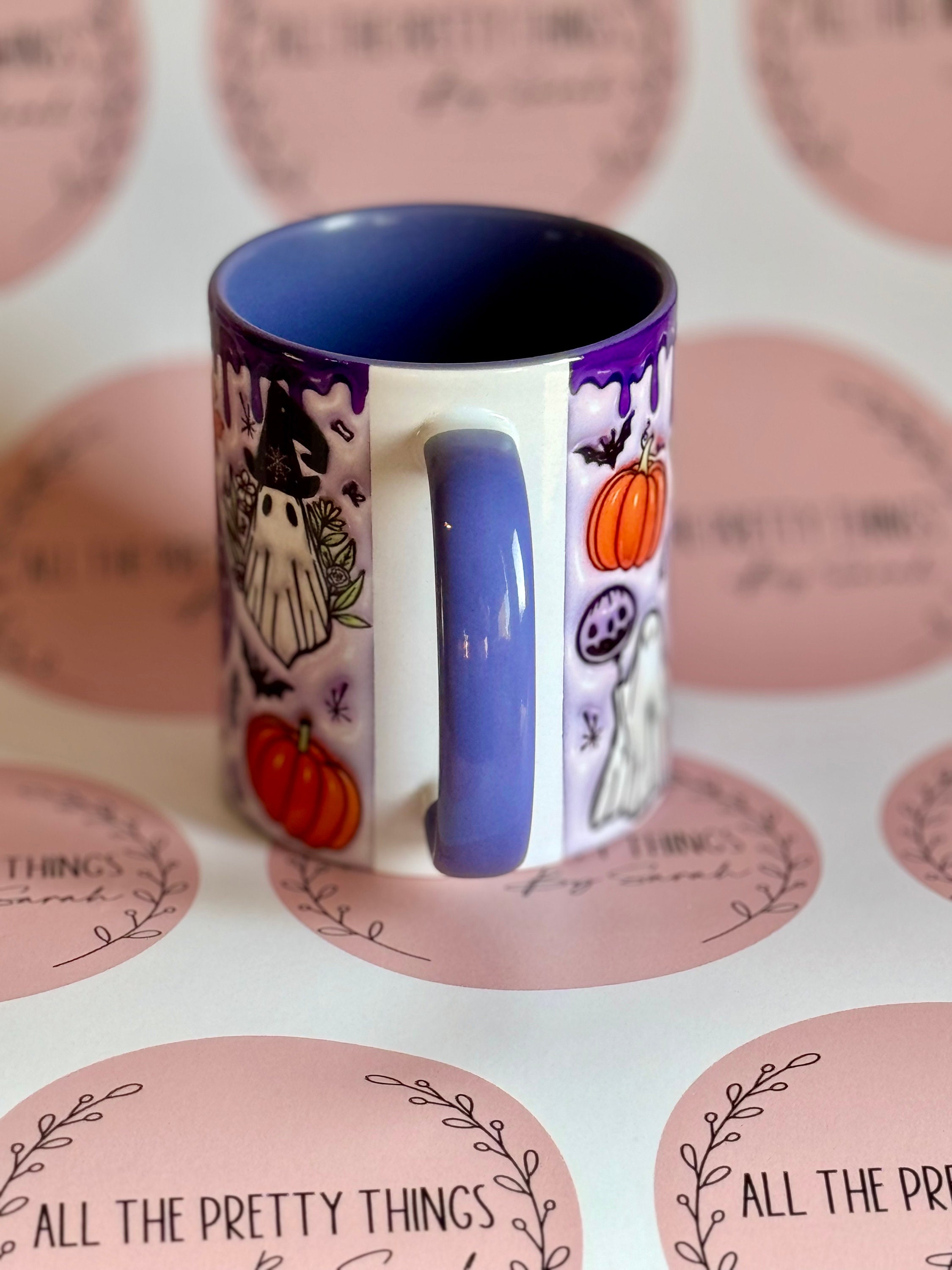 Purple Halloween Mug with handle, Spooky Vibes Mug, Autumn Mug, Pumpkin Spice Latte Mug, PSL, Halloween Coffee, alk things nice