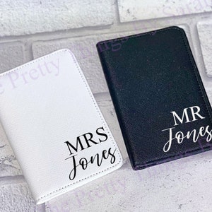 Personalised Passport Covers and Luggage Tags - Mr & Mrs Set - Wedding Gift - Honeymoon Travel Set - Personalised Passport - Bride - Groom