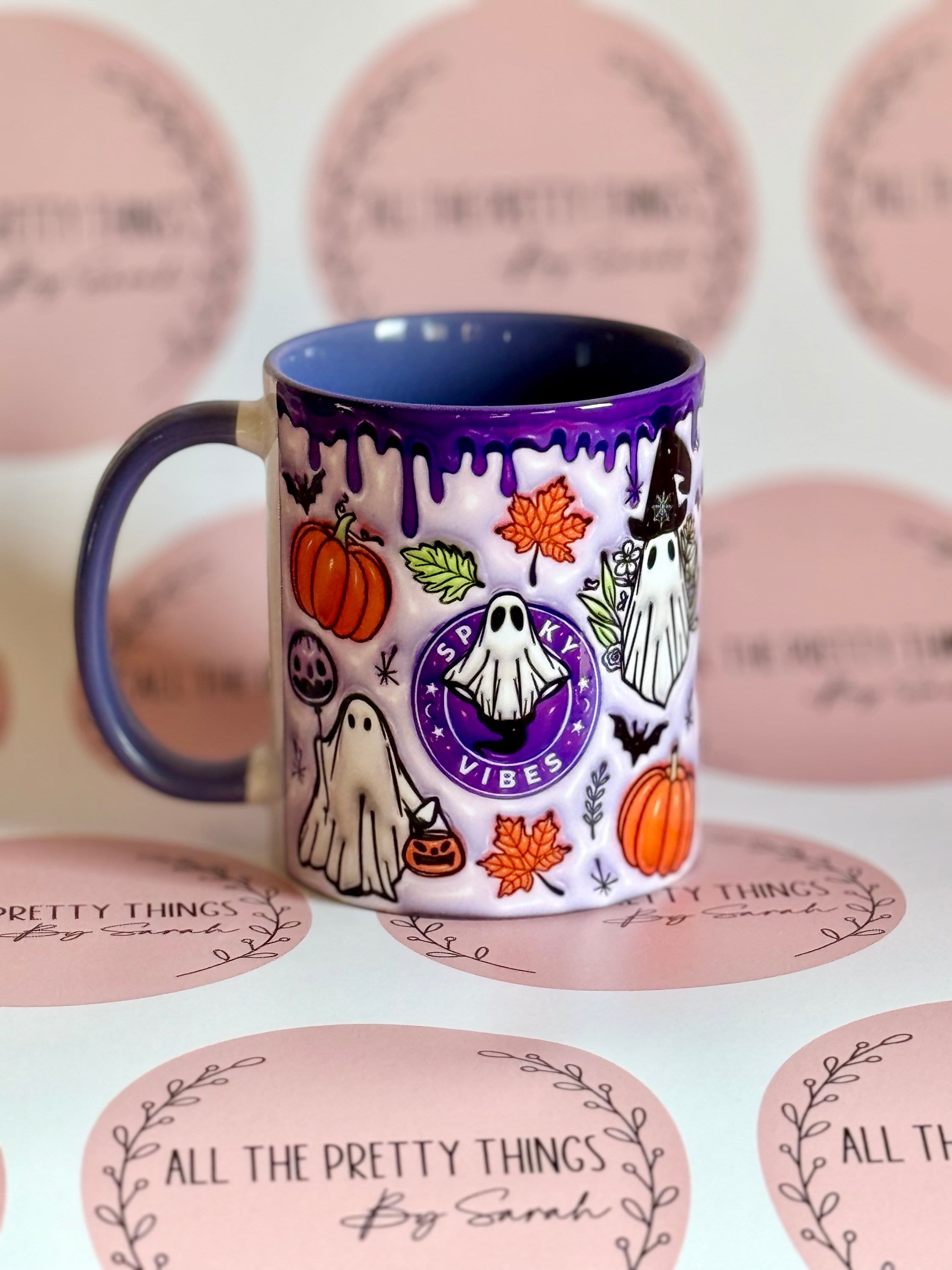 Purple Halloween Mug with handle, Spooky Vibes Mug, Autumn Mug, Pumpkin Spice Latte Mug, PSL, Halloween Coffee, alk things nice