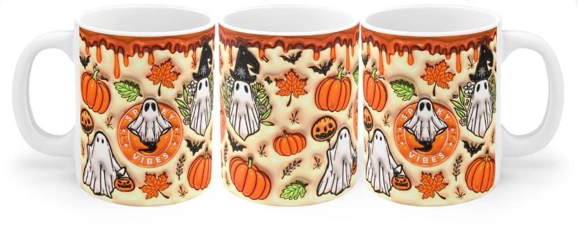 Boo Basket Gift, Orange Halloween Mug with handle, Spooky Vibes Mug, Autumn Mug, Pumpkin Spice Latte, PSL, Halloween Coffee, Pumpkin Spice