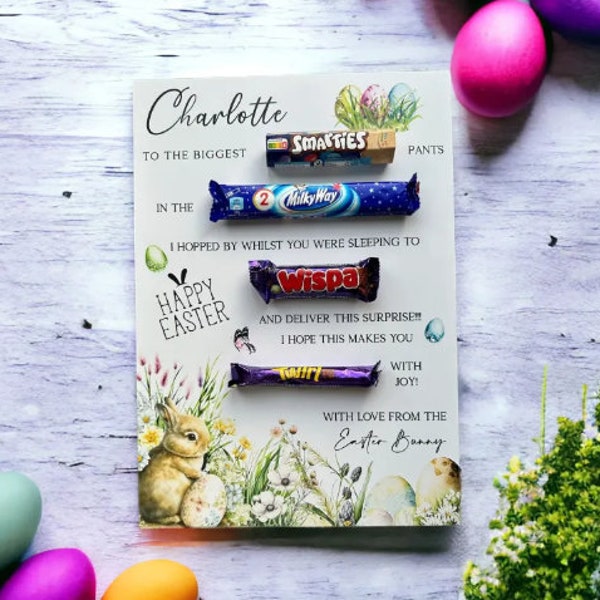Personalised Easter Chocolate Message from Easter Bunny, Chocolate Board, Reusable Easter Bunny Gift, Gift for Children, Easter Hunt
