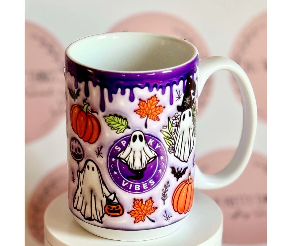 Purple Halloween Mug with handle, Spooky Vibes Mug, Autumn Mug, Pumpkin Spice Latte Mug, PSL, Halloween Coffee, alk things nice