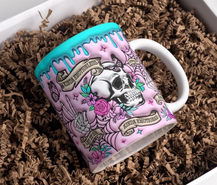 Boo Basket Gift, Halloween Mug with handle, Kinda Emotionless Kinda Emotional Cute, Autumn Mug, Pumpkin Spice Latte, PSL Coffee
