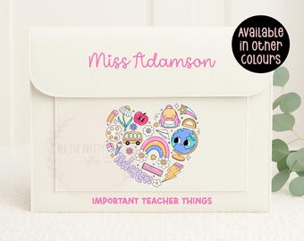 Personalised Teacher Document Folder, Felt A4 Organiser, Custom Name Folder, End of Year Present, Classroom Folder, Back to School Gift