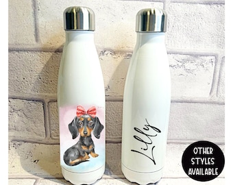 Personalised Pet Lover Water Bottle, Custom Dog Breed Bottle, Insulated 500ml Drink Bottle, Pet Owner Gift, Dog Mum Gift, Cat Lover Gift