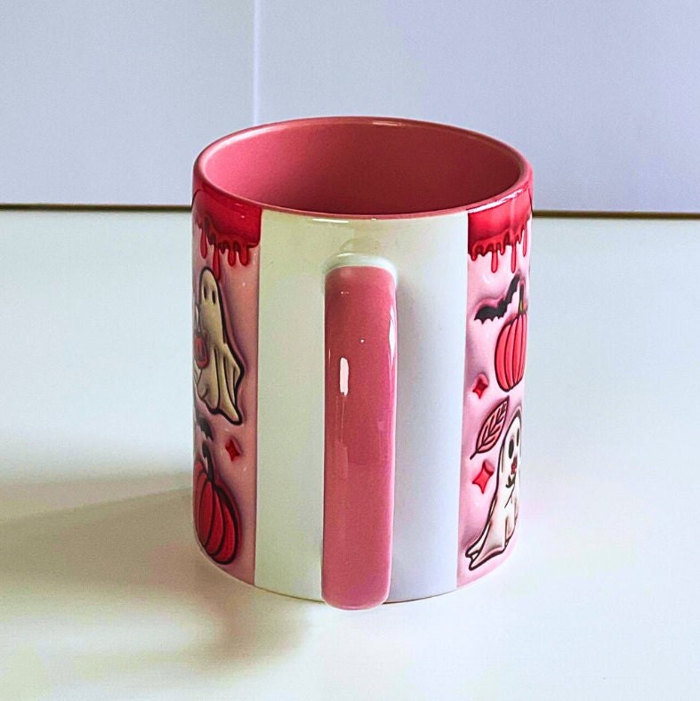 Pink Halloween Mug with handle, Spooky Vibes Mug, Autumn Mug, Pumpkin Spice Latte Mug, PSL, Halloween Coffee, Pumpkin Spice all things nice
