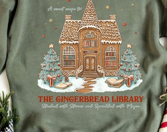 Gingerbread Library Shirt, Bookish Christmas Shirt, Christmas Book Club Shirt, Book Lover Gifts, Librarian Christmas Shirt