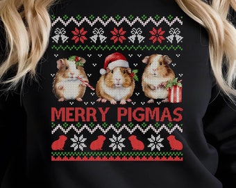 Pull De Noël Amusant "Cochon En Bonnet Père Noël" - Sweatshirt Décontracté Pour Les Fêtes - Taille Unique (241g, Coupe Classique)