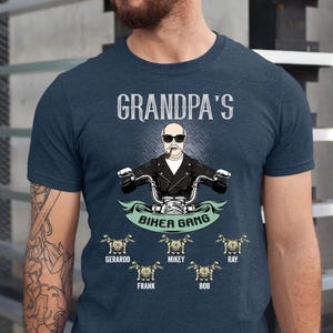 Grandpa&#39;s Biker Gang Personalized Shirt for Dad Papa Grandpa, Funny Biker Shirt, Motorcycle Shirt, Biker Lover T-Shirt, Motorcycle Gift