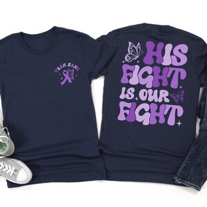 His Fight Is Our Fight Testicular Cancer Awareness Shirt, His Fight Is My Fight Purple Ribbon Tee, Testicular Cancer Warrior Support Gift