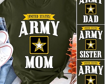 Custom Army Mom Shirt, Proud Army Family Shirts, Matching Military Support Tees, Custom Army Dad Mom Sister Brother Shirts, Army Pride Gift