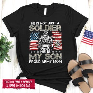 Proud Army Mom Gift For Military Family, Custom Family Member and Soldier Name, Proud Soldier Family Shirts, Custom Army Gift, Army Shirts