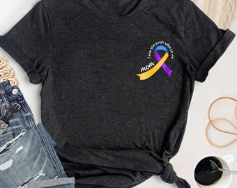 I Wear Blue Purple & Yellow For My Mom Bladder Cancer Awareness Shirt, Blue Yellow Purple Ribbon Warrior Tee, Bladder Cancer Fighter Gift