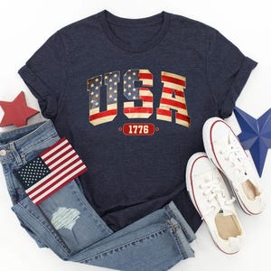 USA Shirt 2025, 4th of July Patriotic Tee, American Flag Independence Day Shirt, Red White and Blue Outfit, Freedom Celebration T-Shirt
