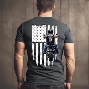 Personalized Biker Flag Shirt For Dad Grandpa, Motorcycle Gift, Funny Biker Shirt, Motorcycle Lover T-Shirt, Personalized Gift for Grandpa