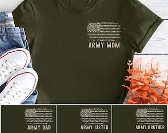 Proud Army Family Shirts, Custom Military Support Tees, Army Mom Dad Sister Brother Shirt, Boot Camp Graduation Outfit, Deployment Gift