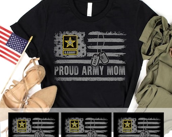Vintage Proud Army Mom Dad Daughter Son Brother Sister Cousin Wife Girlfriend Auntie Uncle, Veteran Family American Flag Shirt