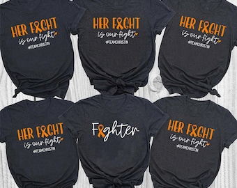 Camiseta "Leucemia, su lucha es nuestra lucha", camiseta de lucha contra el cáncer con lazo naranja, camiseta del equipo de apoyo familiar, grupo de concientización sobre la leucemia.