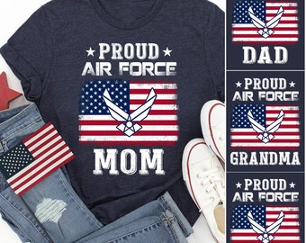 Trotse luchtmachtmoeder, luchtmachtvader, oma, opa, echtgenote, broer, zus, tante, oom, T-shirts voor de luchtmachtfamilie, T-shirts om trots op het leger te zijn