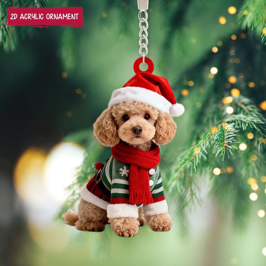 かわいいプードルのクリスマスオーナメント、プードル犬のクリスマス