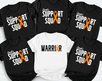 Camiseta de apoyo contra la leucemia, camiseta de concienciación sobre la leucemia, camiseta de lucha contra el cáncer con lazo naranja, regalo para guerreros supervivientes, camiseta a juego del equipo de apoyo familiar
